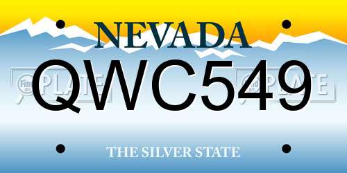 QWC549 Nevada License Plate