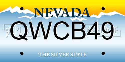 QWCB49 Nevada License Plate