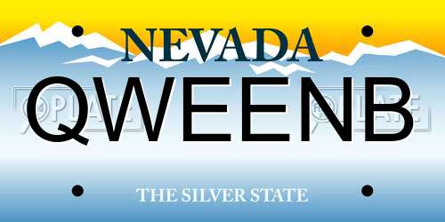 QWEENB Nevada License Plate