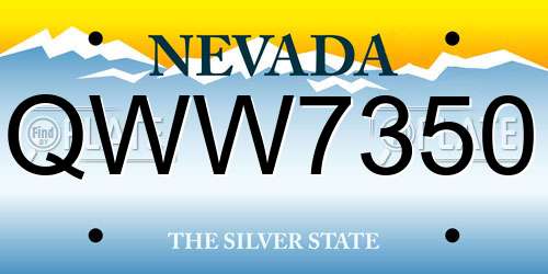 QWW7350 Nevada License Plate