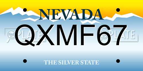 QXMF67 Nevada License Plate