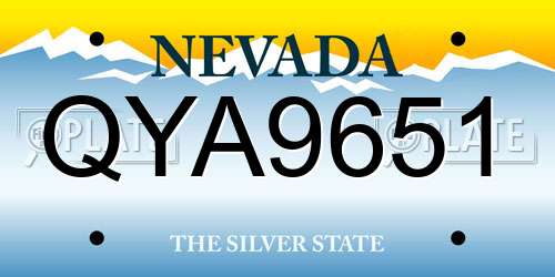 QYA9651 Nevada License Plate