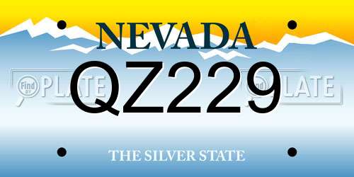 QZ229 Nevada License Plate