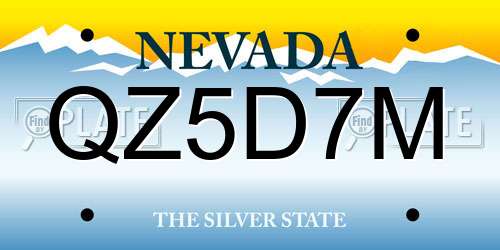 QZ5D7M Nevada License Plate