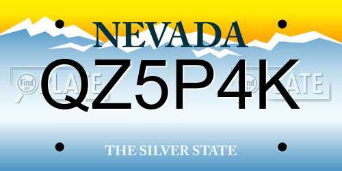 QZ5P4K Nevada License Plate