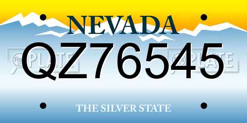 QZ76545 Nevada License Plate