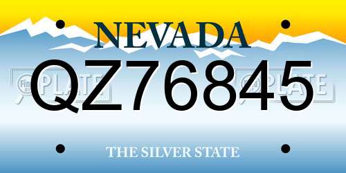 QZ76845 Nevada License Plate