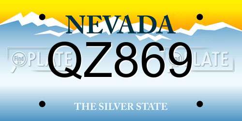 QZ869 Nevada License Plate