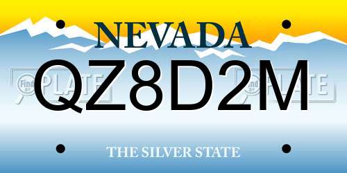 QZ8D2M Nevada License Plate