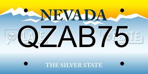 QZAB75 Nevada License Plate