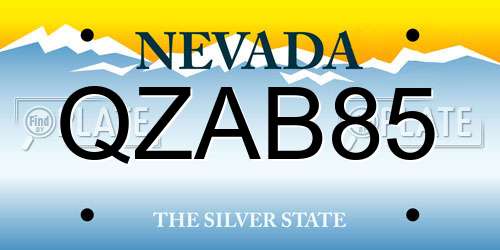 QZAB85 Nevada License Plate