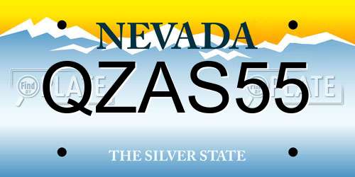 QZAS55 Nevada License Plate