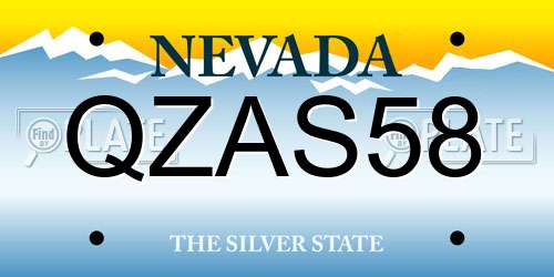 QZAS58 Nevada License Plate