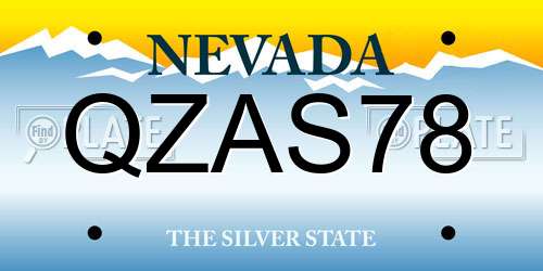 QZAS78 Nevada License Plate