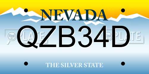 QZB34D Nevada License Plate