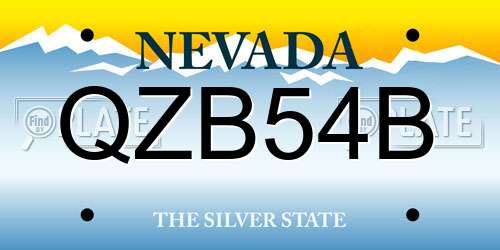 QZB54B Nevada License Plate