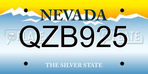 QZB925 Nevada License Plate