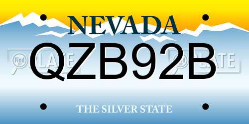 QZB92B Nevada License Plate