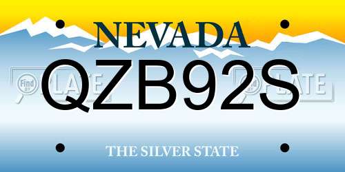QZB92S Nevada License Plate