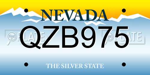 QZB975 Nevada License Plate