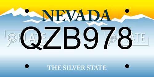 QZB978 Nevada License Plate