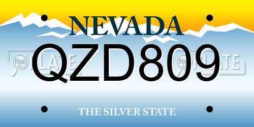 QZD809 Nevada License Plate