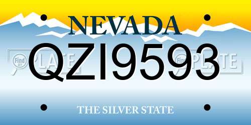 QZI9593 Nevada License Plate