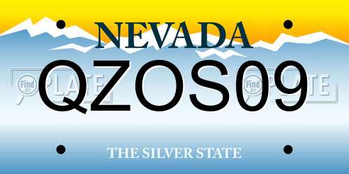 QZOS09 Nevada License Plate