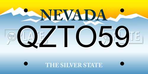 QZTO59 Nevada License Plate