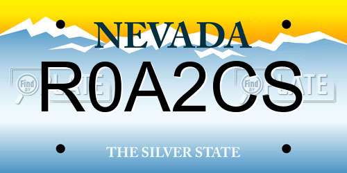 R0A2CS Nevada License Plate