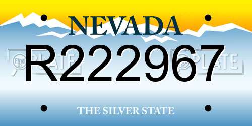 R222967 Nevada License Plate