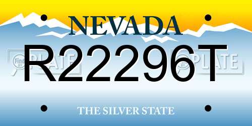 R22296T Nevada License Plate