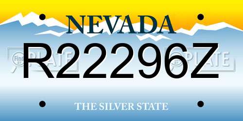 R22296Z Nevada License Plate