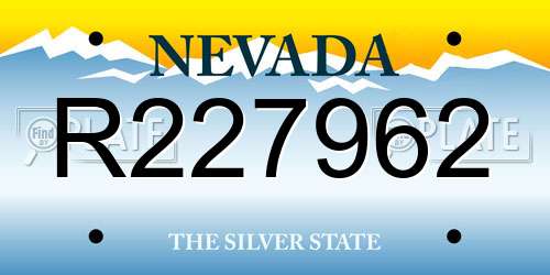 R227962 Nevada License Plate