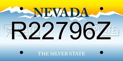 R22796Z Nevada License Plate