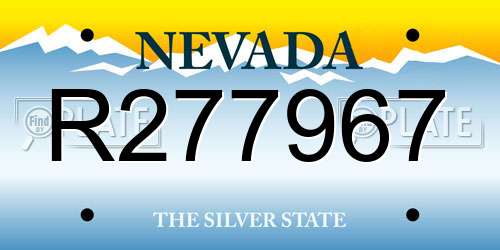 R277967 Nevada License Plate