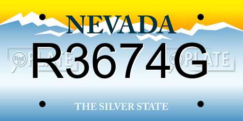 R3674G Nevada License Plate