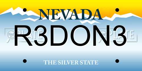 R3DON3 Nevada License Plate
