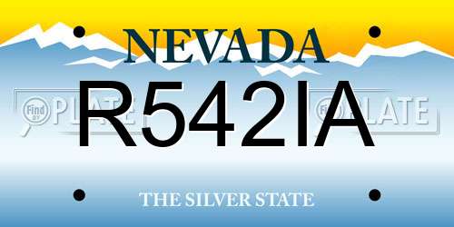 R542IA Nevada License Plate