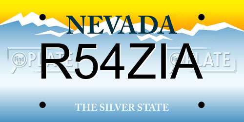 R54ZIA Nevada License Plate