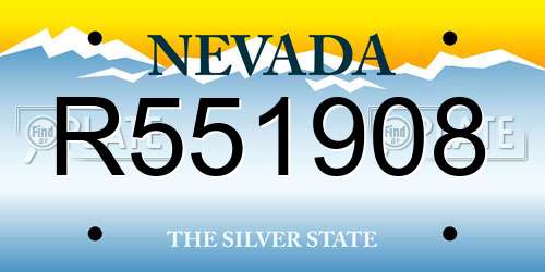 R551908 Nevada License Plate