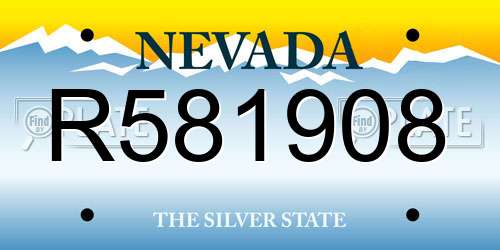 R581908 Nevada License Plate