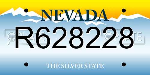 R628228 Nevada License Plate