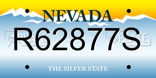 R62877S Nevada License Plate