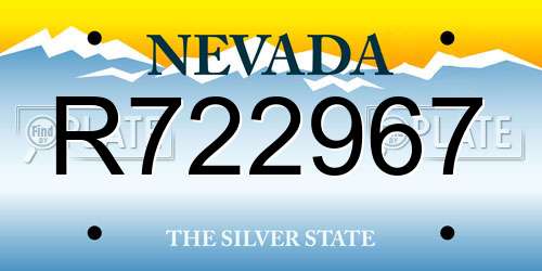 R722967 Nevada License Plate