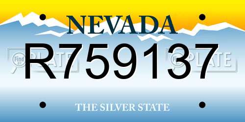 R759137 Nevada License Plate