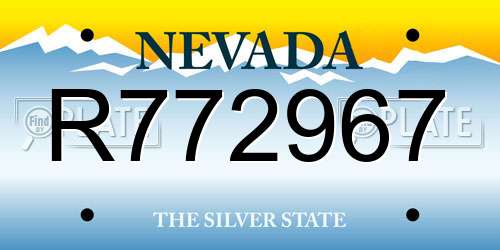 R772967 Nevada License Plate