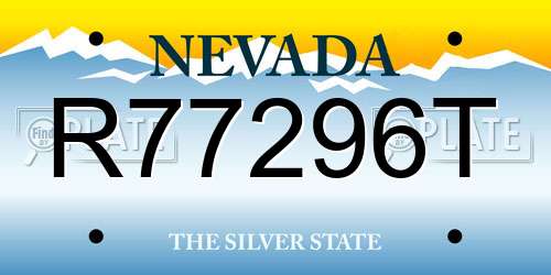 R77296T Nevada License Plate