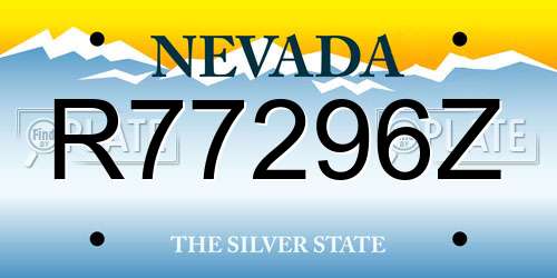 R77296Z Nevada License Plate
