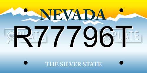 R77796T Nevada License Plate